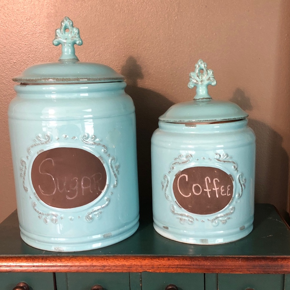Turquoise Blue Ceramic Canister Set (2)